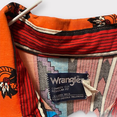 Vintage 80s 90s Wrangler Cowboy Western Pearl Snap Aztec Print
