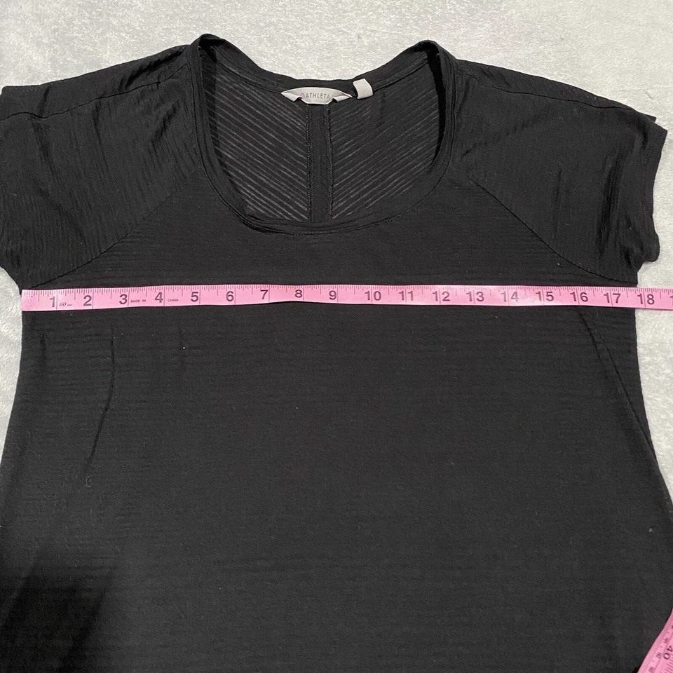 Athleta Illuminate TShirt Size S Black Semi Sheer Striped Lightweight Gym Yoga - Image 4 of 4