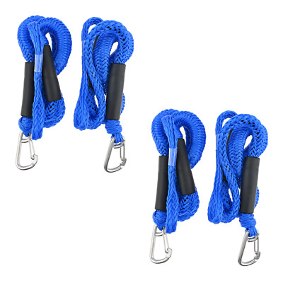 2X 4Ft Bungee Dock Lines With 4 Blue Hook 1000Kg Tensile Strength for Dock Safe