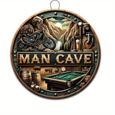 Blechschild rund Man Cave Männerhöhle 20x20cm Retro Vintage TE395