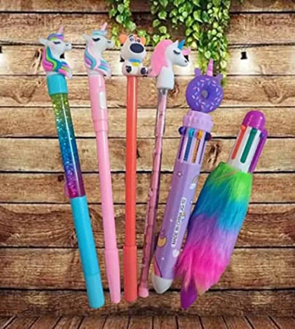 Licorne Collection 6 Pièce Beau Paillette Clair Gel Stylo pour Enfants