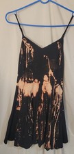 American Eagle Outfitters Small Black Bleach Tie Dye Swing Dress Strappy Skater 