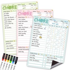 Magnetic Dry Erase Chore Chart 8.5x12 for Kids, 6 Markers, 3Pack