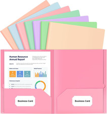 Folders with Pockets 7 Pack, Pastel Color , Heavy Duty Paper Pocket Folder 2