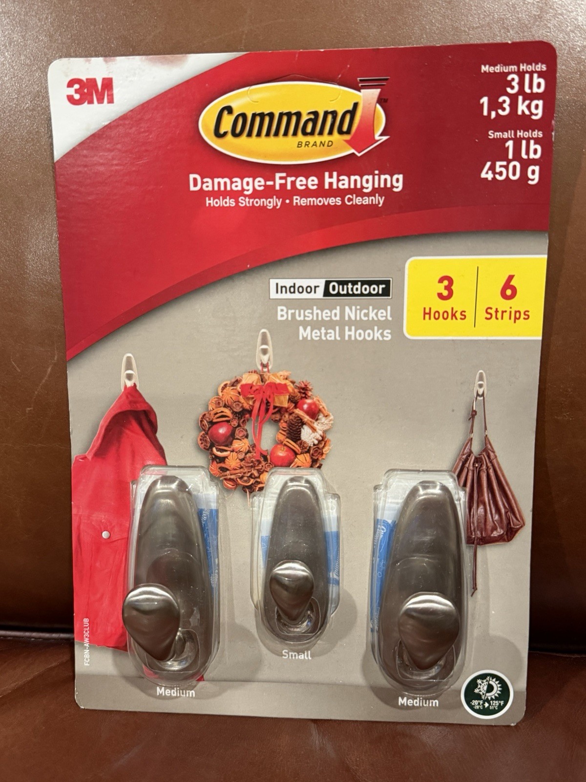 Metal Hooks Indoor Outdoor Damage Free &ndash; 3 Pack Nib