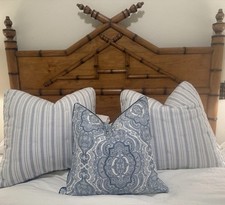 Pair  Ralph Lauren Paisley Blue And White 20x20 Throw Pillow Covers
