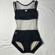 Boutique Style Black Open Back Light Grey Mesh Ballet Dance Leotard CXL