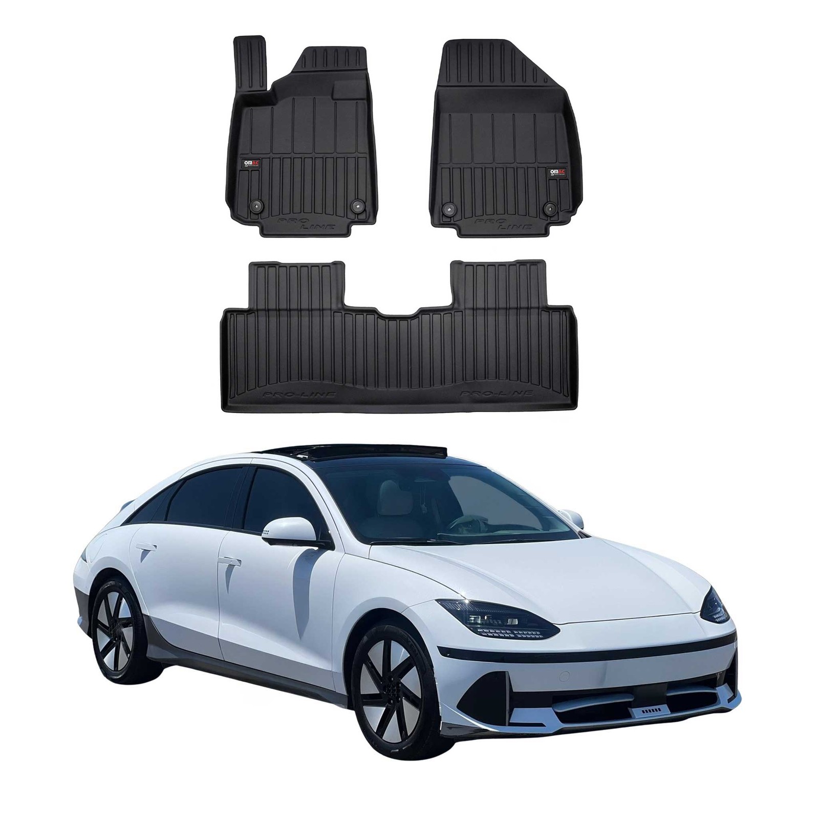 Tapis de sol Hyundai Ioniq 6 OMAC anti-glisse sur mesure en TPE noir robuste