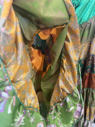 Bohemian Patchwork Skirt One Size Hippie Silk Sari Mix Skirt Drawstring. Hh - Picture 5 of 5