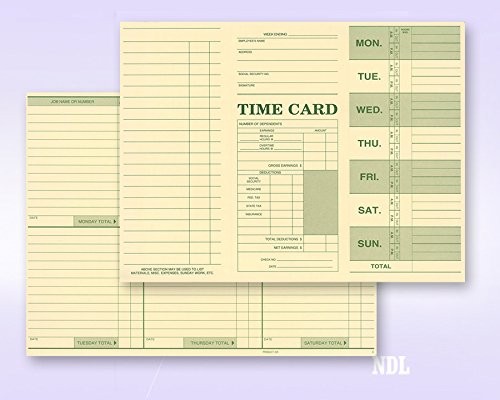 NextDayLabels Employee Attendance Weekly Time Card Made in USA | eBay