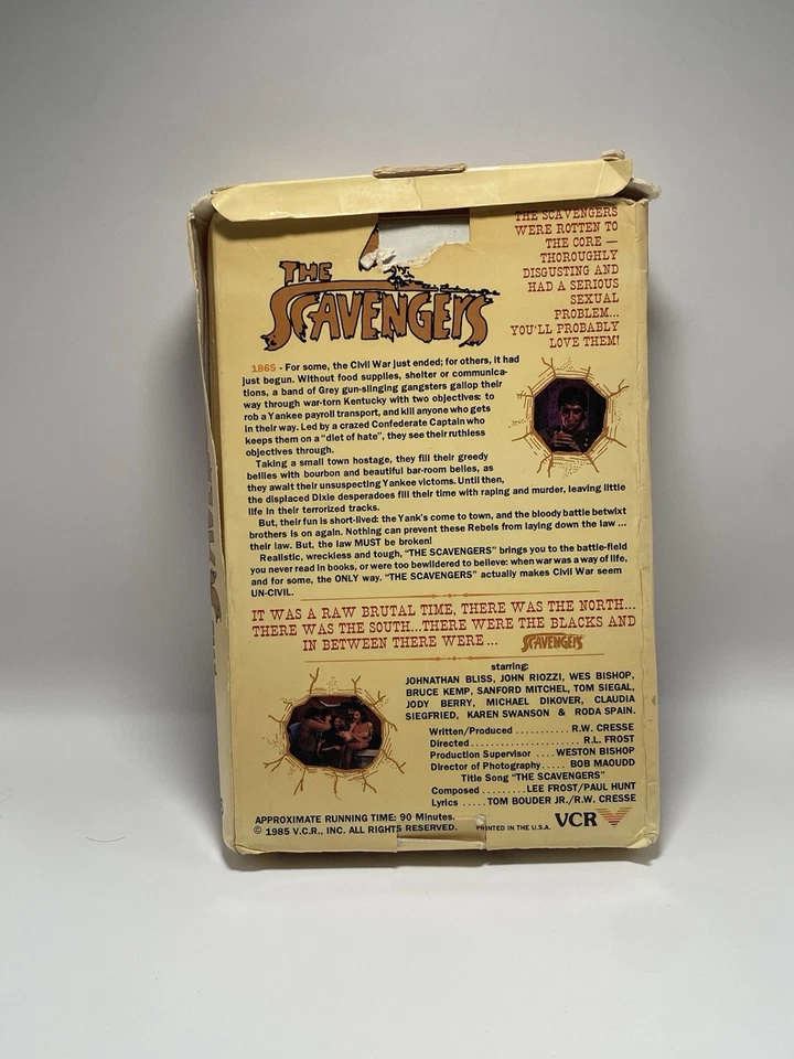 1985 THE SCAVENGERS VHS TAPE W/ORIGINAL CASE HTF MATURE NR TESTED UGC - Imagem 4 de 4
