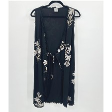 Floral Mesh Tie Front Long Vest Layer S Black 90s Fairy Grunge Whimsigoth