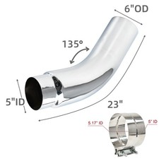 Diesel Exhaust Chrome Elbow Tipclamp Kit 45 Inlet 678 Outlet 23 Long Diesel Exhaust Chrome Elbow Tipclamp Kit 45 Inlet 678 Outlet 23 Long