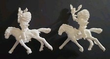 Vintage Lot of 2 Native American Indians on Horseback, White in Color