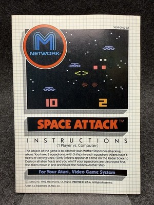 Space Attack Atari 2600 Manual Only