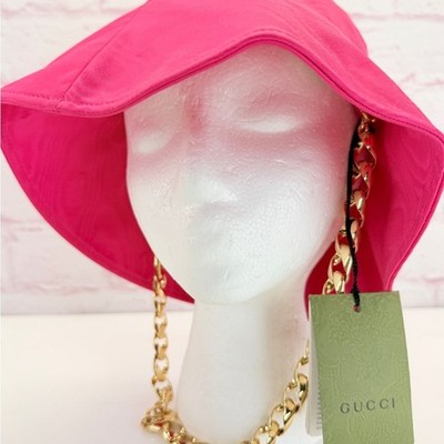 Gucci Pink Elevation Clock Bucket Chain Hat M NWT | eBay display picture 3