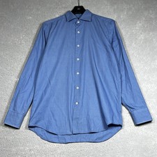 Canali Shirt Mens Size 39-15 1/2 Blue Button Up Long Sleeve Cotton Italy