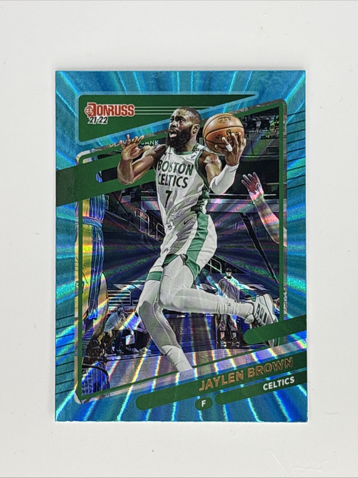 Jaylen Brown 2021-22 Donruss #164 Holo Teal Laser Boston Celtics
