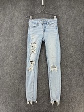 American Eagle Distressed Jeans Jegging Women  s 00 Light Wash Mid Rise