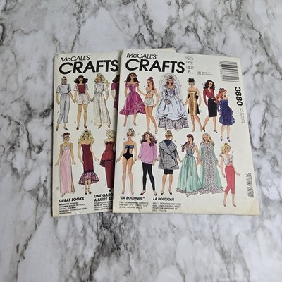 Set Of 2 VTG 1989 McCalls 3880/4400 Barbie/Fashion Doll 11.5 ''Clothes 