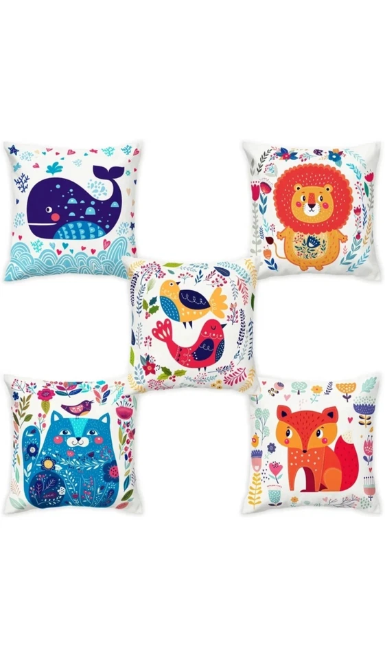 Set of 5 Printed Cushion Covers – 40×40 cm – Decorative Polyester Throw Pillow - Image 3 of 4