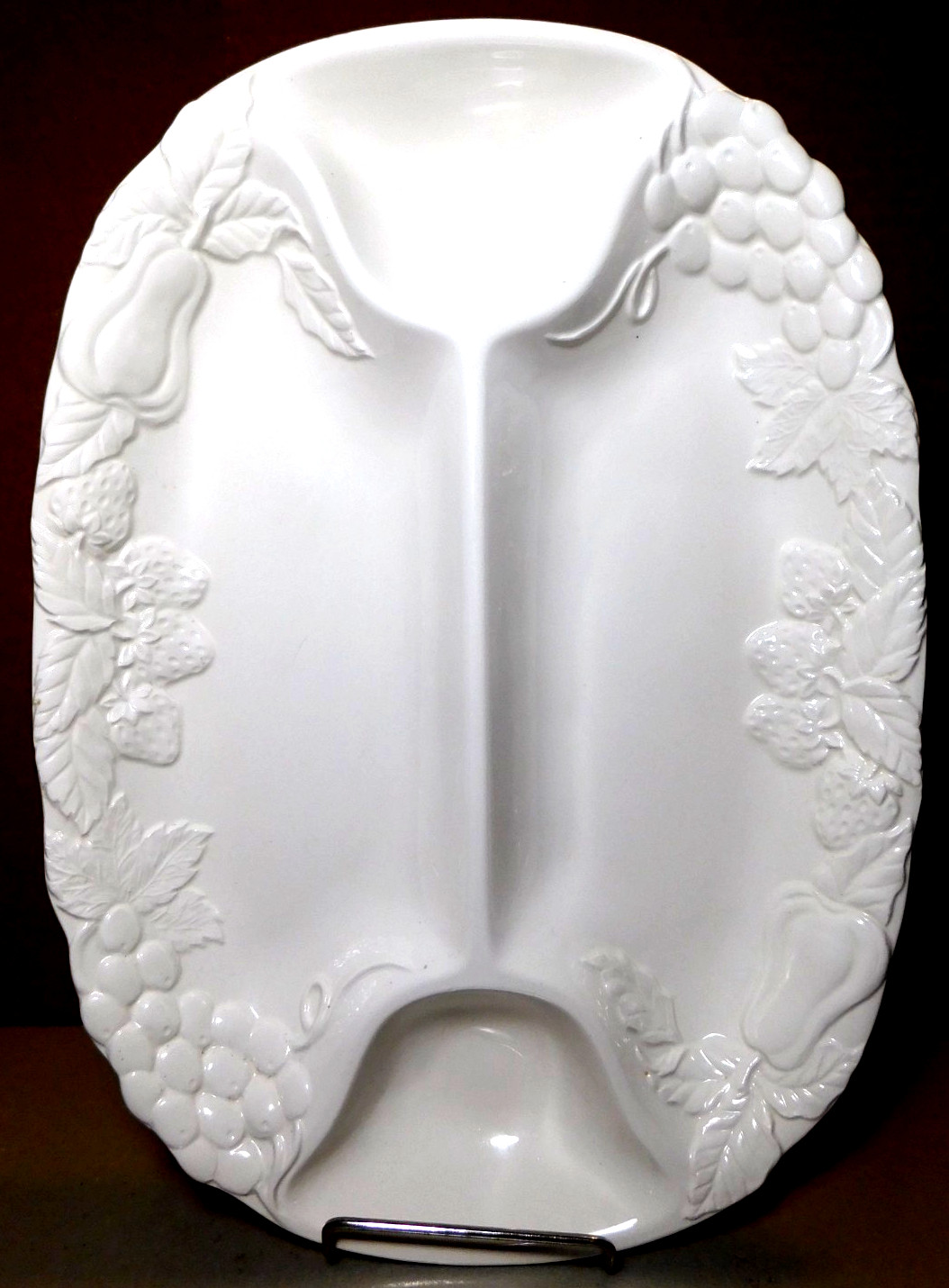 Himark~Orchard Collection White Four Section Oval Serving Platter Fruit Motif