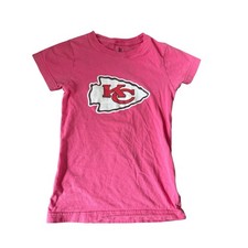 Kansas City Chiefs Youth Large Pink NFL Logo T Shirt Girls Football Fan Mahomes