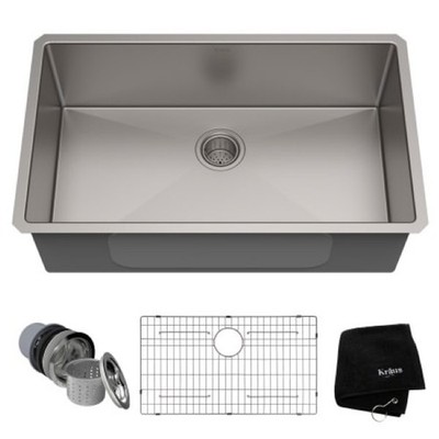 New Kraus KHU100-32 Standart PRO 32 Single Basin 16 Gauge Stainless Steel Kitc !