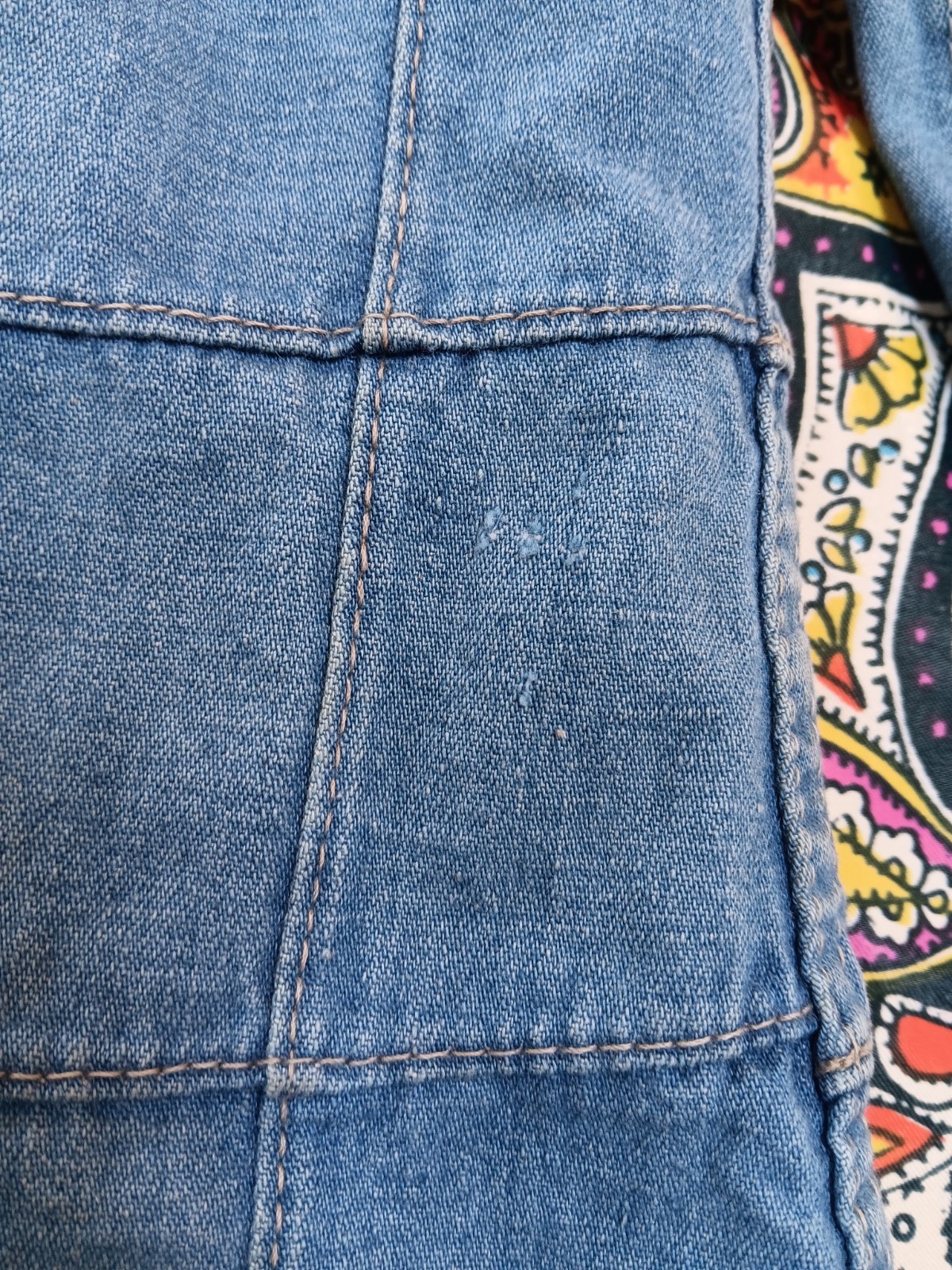 Vintage Retro 1970s Windowpane Patchwork Denim Sh… - image 18