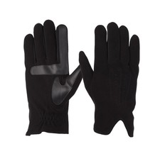 Isotoner Signature Mens Stretch Suede 3 Draw Touchscreen Gloves Black Large