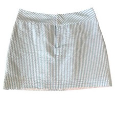 VTG Y2K Ralph Lauren Black Label Mini Skirt Preppy Gauzy Cotton Blue Stripe Sz 4
