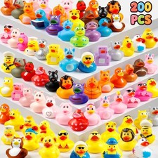 200PCS Mini Rubber Ducks 2 Inch Bulk Assorted Bath Toys Party Favors for Kids Je
