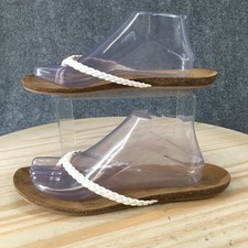 Mossimo Sandals Womens 10 White Thong Braided Flip Flop Leather Casual Comfort