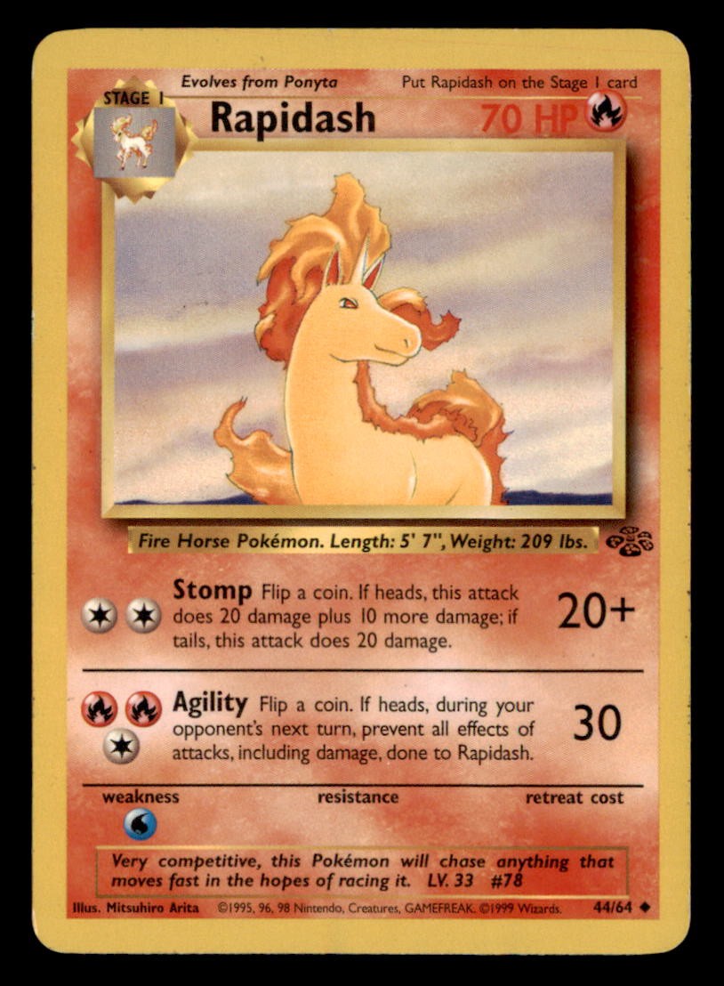 Rapidash 44/64 Uncommon Jungle Pokemon Unlimited Moderately Played