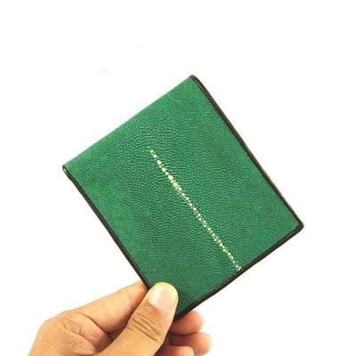Limited Edition Stingray GREEN BLACK Wallet Leather Men Bifold Handmade Wallet