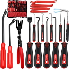 17 Pcs Mechanic Hook Pick Tool Set and Auto Trim Removal Tool Kit with Clip Plie