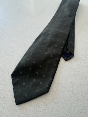 Men s Altea Milano Necktie Green Geometric Pattern 100% Silk Made In Italy