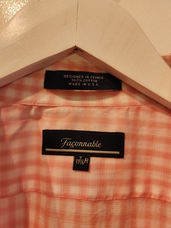 Faconnable Men's Shirt - Pink and White Check - Large