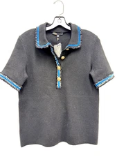 Maje Mexicana Women's Sweater Black Size 1 NWT $265 Gold Buttons