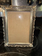 MCM Vintage Patina Gold Tone Brass Picture Frame For 5x7 Opening