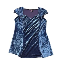 Y2K Fairycore Soft Girl Crushed Blue Velvet Top Women’s Small 32-34 Inch Bust