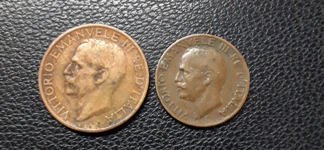 ITALY KINGDOM 0 COINS WITH EMPIRE 1 AND 2 LIRE VOUCHER 2 LIRE AND LIONS 50 CIRCULATED