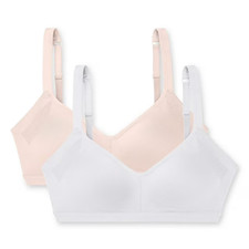 Warners Women's 2 PK Wireless Lightly Lined Seamless Bra M White/Rosewater
