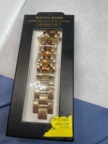 tortoise acetate and gold-tone stainless steel bracelet band for Apple Watch.