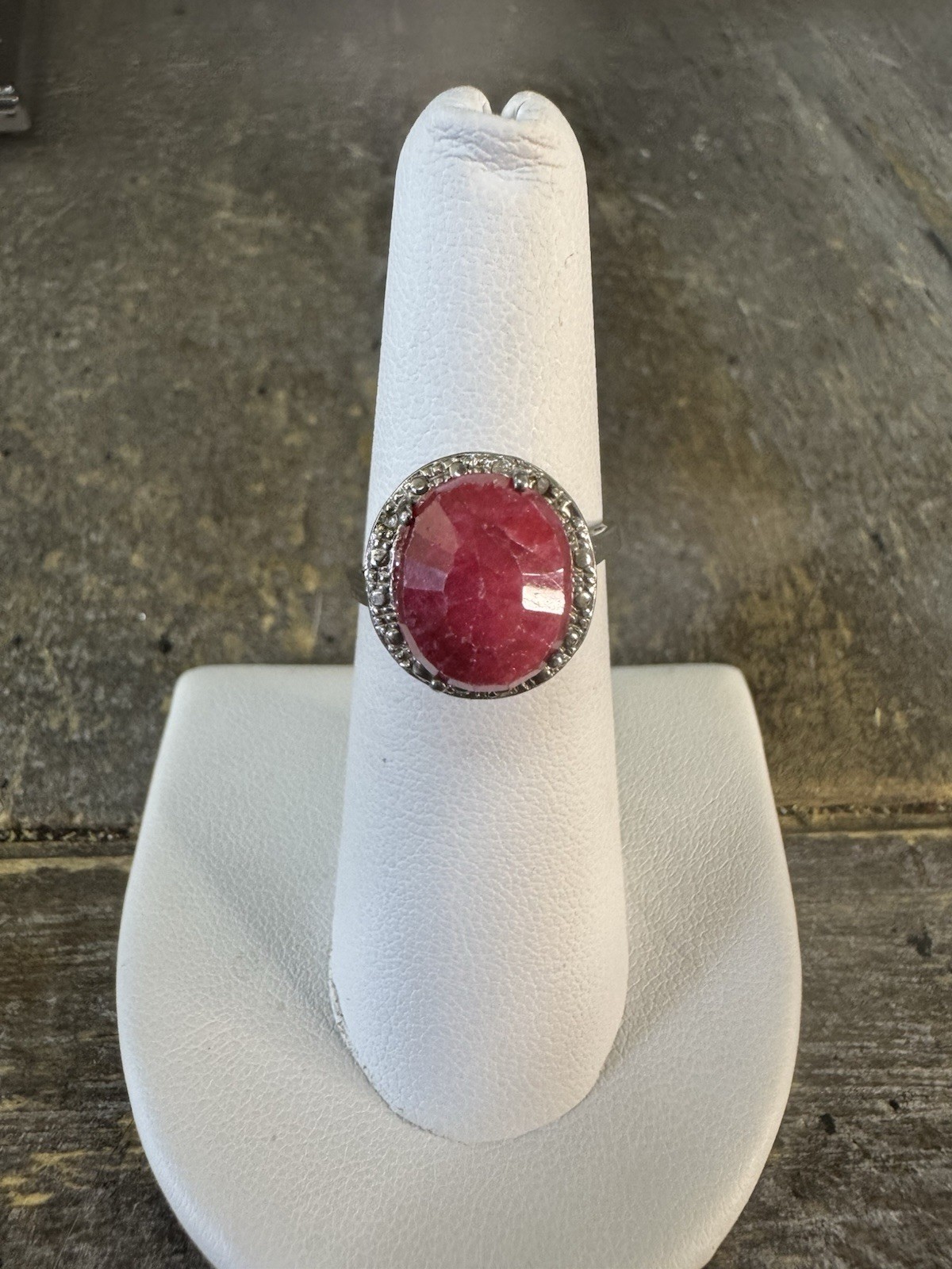 Natural Rough Cut Faceted Ruby Solitaire Prong Se… - image 1
