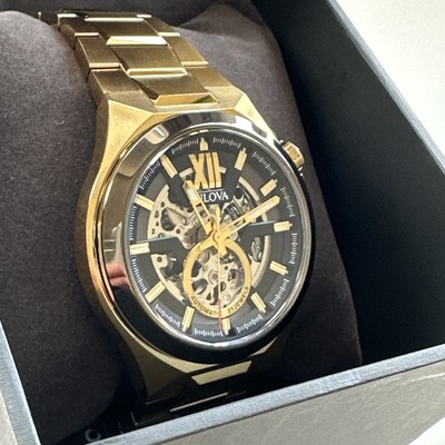 Bulova Men's Automatic Skeleton Dial Exhibition Case Back 46mm