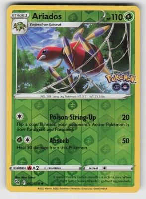 Reverse Holo Ariados 007/078 Uncommon Pokemon GO Near Mint