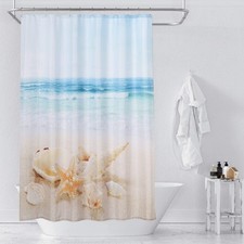 70x72 inch Beach Theme Shower Curtain Summer Conch Seashells Ocean Print