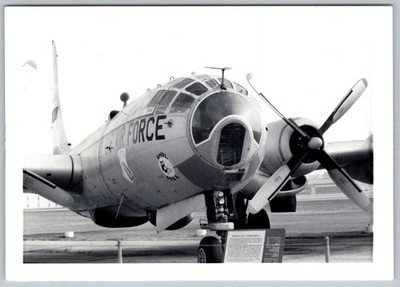 Vtg B&W Snapshot US Air Force Propeller Plane Nose Art Amrl 6570th Display 1960s
