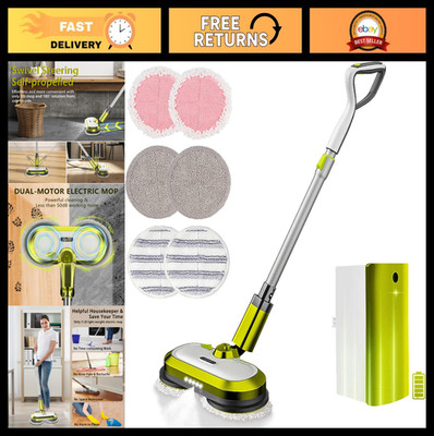 Cordless Electric Mop with Water Spray & Detachable Battery - Rechargeable Spin